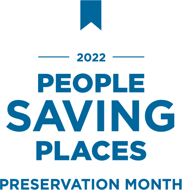 circular logo with the words preservation month 2022 People Saving Places on it
